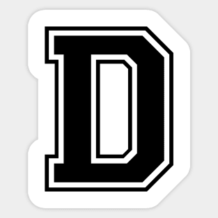 Initial Letter D - Varsity Style Design- Black text Sticker